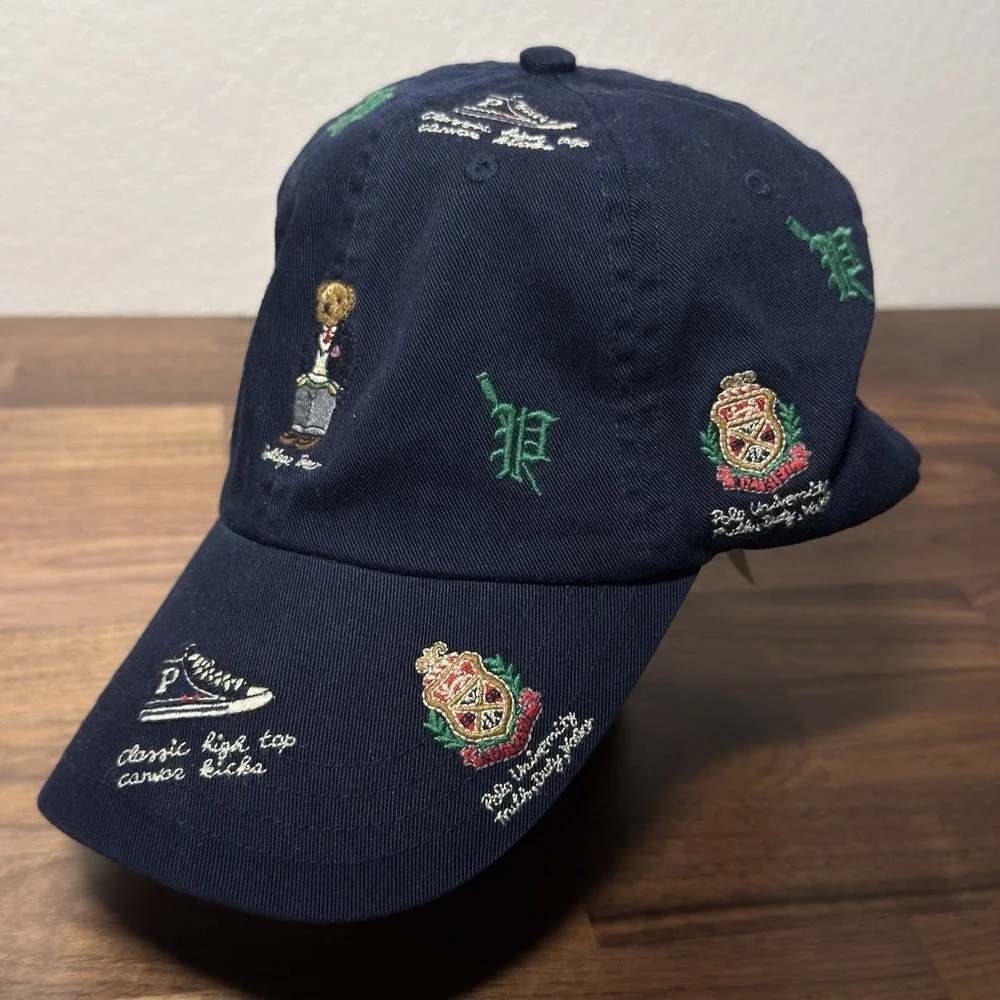 Polo Ralph Lauren College Bear Cap Hat University Crest Letterman AOP Logos